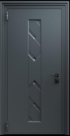Входная термодверь с металлофиленкой и порошковым напылением RAL 7021 (тип №11)